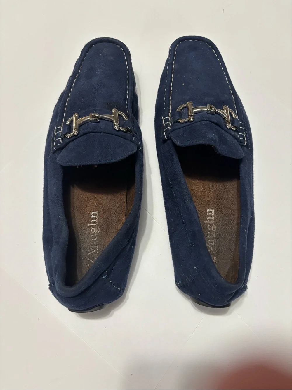 Z. Vaughn Men’s Size 10 Navy Blue Suede Horsebit Driving Loafers Slip On Moccasi